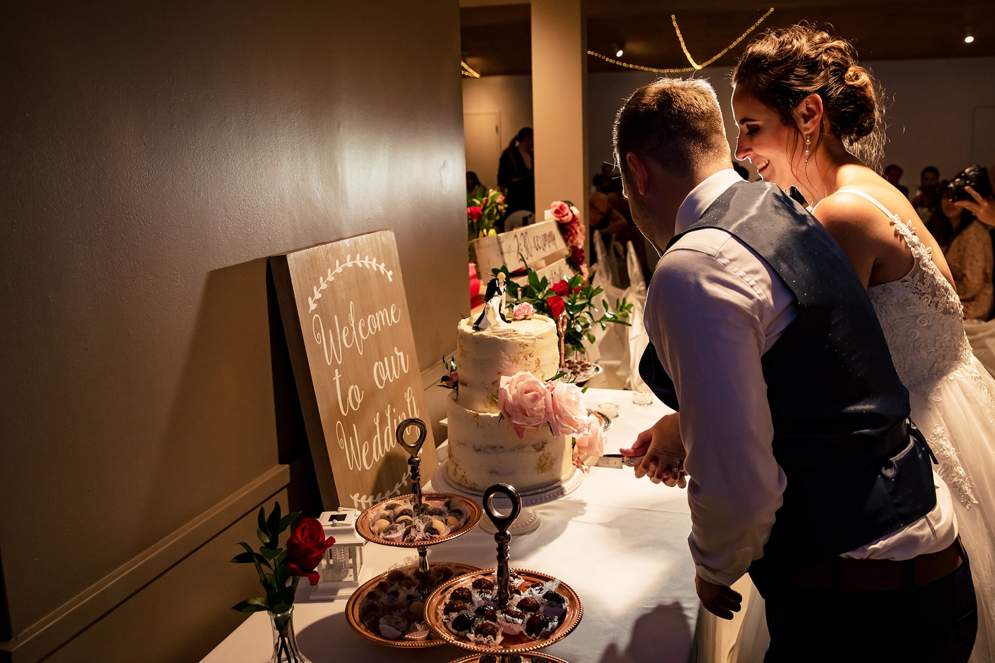 Event coordinator setting up a venue