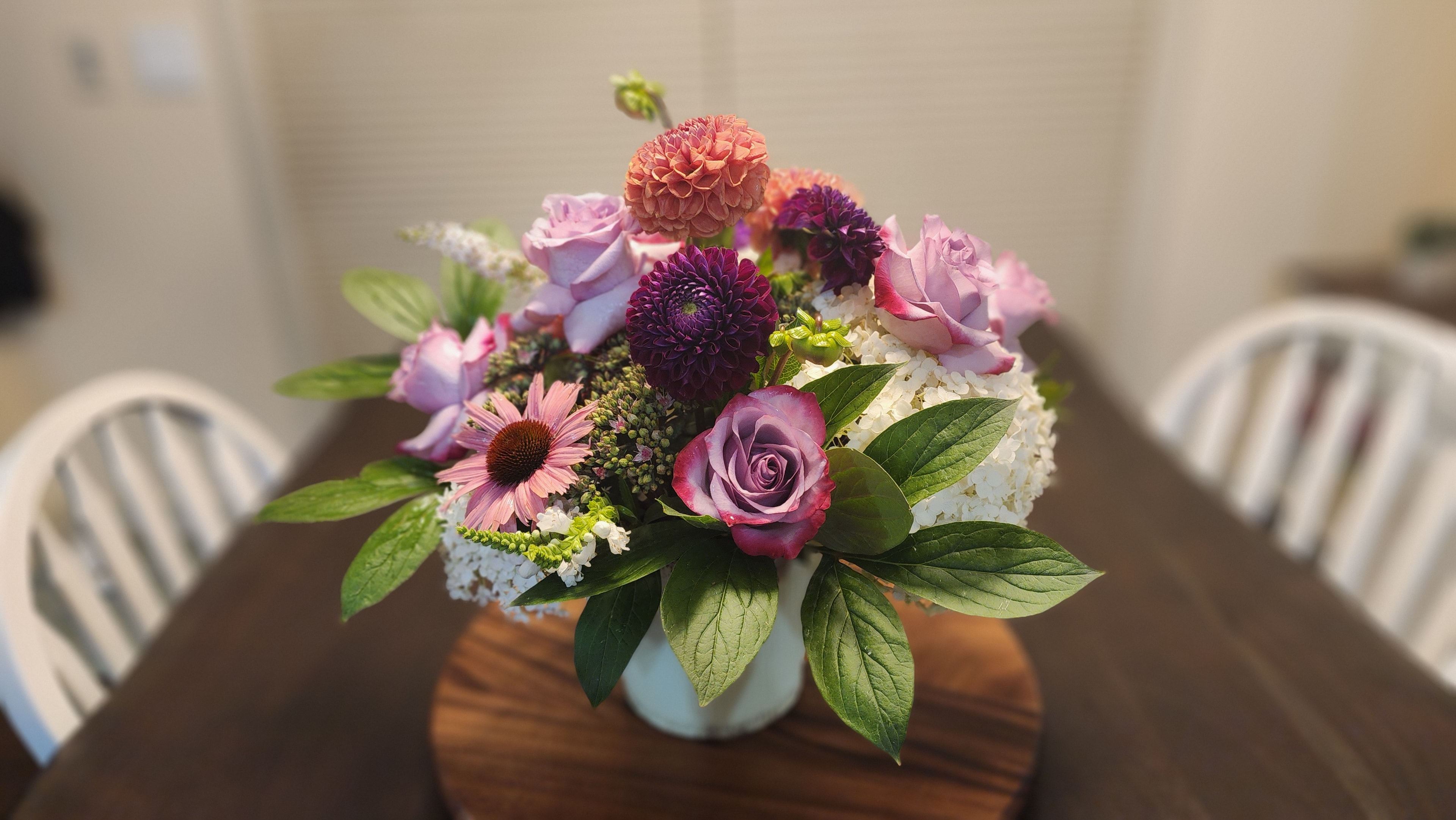 Classic flower bouquet wrapped in kraft paper