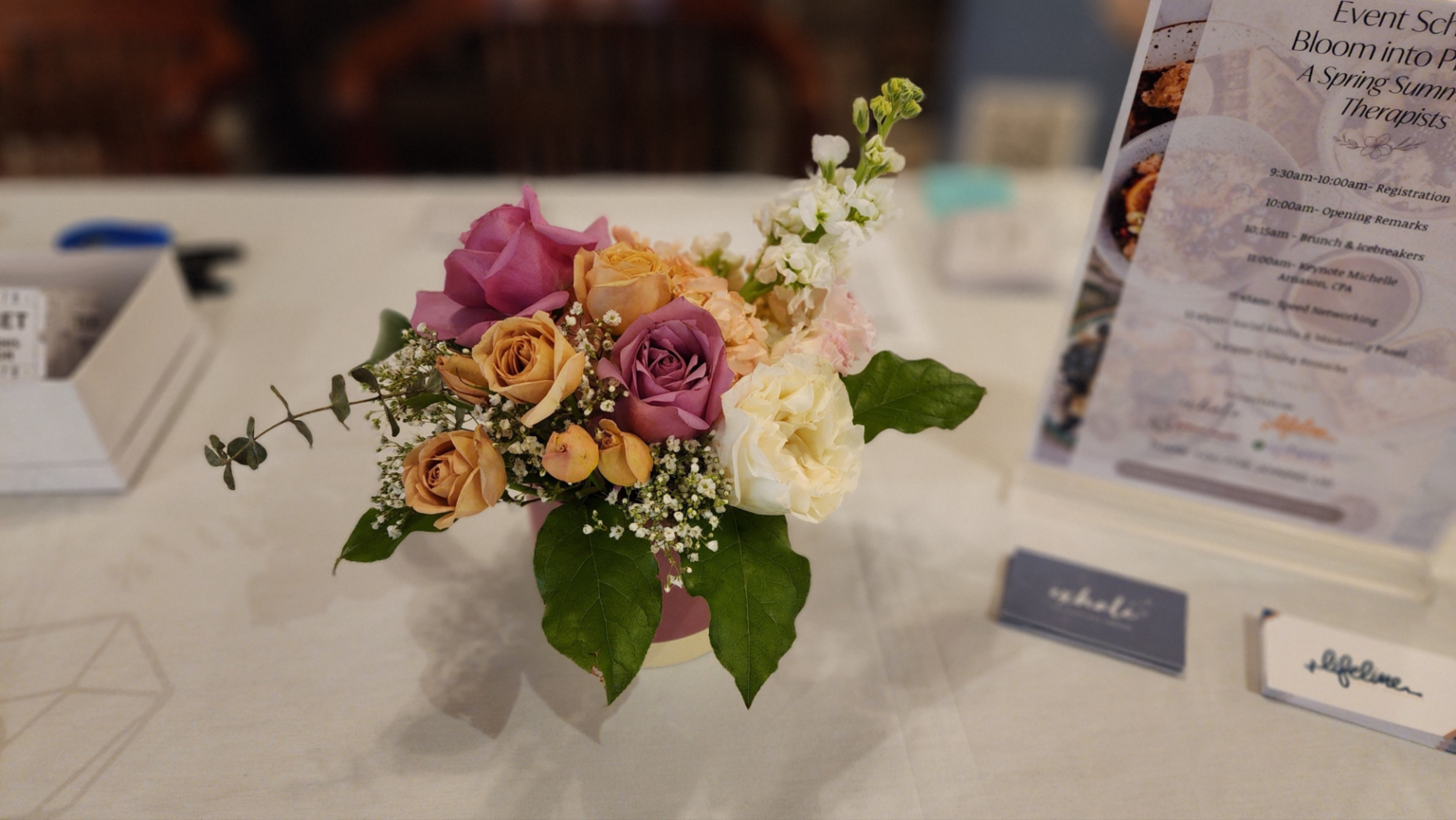 Corporate event floral arrangement